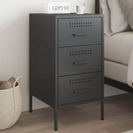 Nachttisch aus schwarzem Stahl 36x39x68 cm von , Nachttische - Ref: Foro24-843078, Preis: 86,89 €, Rabatt: %
