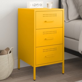 Mesita de noche acero amarillo mostaza 36x39x68 cm de , Mesitas de noche - Ref: Foro24-843084, Precio: 92,65 €, Descuento: %