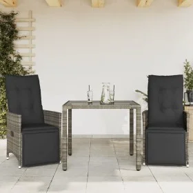 Mesita y sillas jardín 3 pzas y cojines ratán sintético gris de , Conjuntos de jardín - Ref: Foro24-3276893, Precio: 375,03 €...