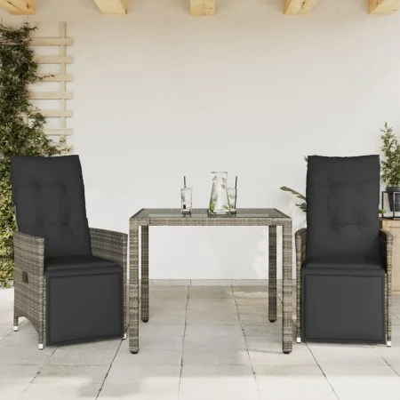 Mesita y sillas jardín 3 pzas y cojines ratán sintético gris de , Conjuntos de jardín - Ref: Foro24-3276893, Precio: 373,66 €...