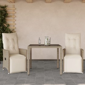 Mesita y sillas jardín 3 pzas y cojines ratán sintético beige by , Garden sets - Ref: Foro24-3276937, Price: 371,76 €, Discou...
