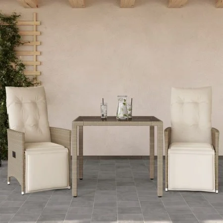 Mesita y sillas jardín 3 pzas y cojines ratán sintético beige by , Garden sets - Ref: Foro24-3276937, Price: 355,00 €, Discou...