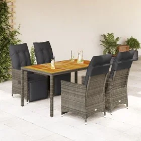 Gartentisch und Stühle 5-teilig mit grauen Kissen aus synthetischem Rattan. von , Gartensets - Ref: Foro24-3276887, Preis: 67...