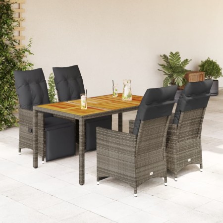 Mesita y sillas jardín 5 pzas y cojines ratán sintético gris by , Garden sets - Ref: Foro24-3276887, Price: 654,40 €, Discoun...
