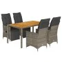 Gartentisch und Stühle 5-teilig mit grauen Kissen aus synthetischem Rattan. von , Gartensets - Ref: Foro24-3276887, Preis: 67...