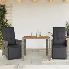 Mesita y sillas jardín 3 pzas y cojines ratán sintético gris by , Garden sets - Ref: Foro24-3276885, Price: 340,01 €, Discoun...