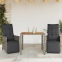 Mesita y sillas jardín 3 pzas y cojines ratán sintético gris by , Garden sets - Ref: Foro24-3276885, Price: 337,17 €, Discoun...