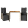 Gartentisch und Stühle 3-teilig und Kissen aus grauem Kunststoff-Rattan. von , Gartensets - Ref: Foro24-3276885, Preis: 337,1...