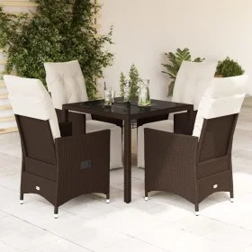 Mesita y sillas jardín 5 pzas y cojines ratán sintético marrón by , Garden sets - Ref: Foro24-3276916, Price: 551,01 €, Disco...