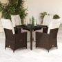 Mesita y sillas jardín 5 pzas y cojines ratán sintético marrón by , Garden sets - Ref: Foro24-3276916, Price: 548,01 €, Disco...