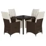 Mesita y sillas jardín 5 pzas y cojines ratán sintético marrón by , Garden sets - Ref: Foro24-3276916, Price: 548,30 €, Disco...