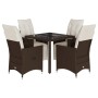 Mesita y sillas jardín 5 pzas y cojines ratán sintético marrón by , Garden sets - Ref: Foro24-3276916, Price: 548,01 €, Disco...