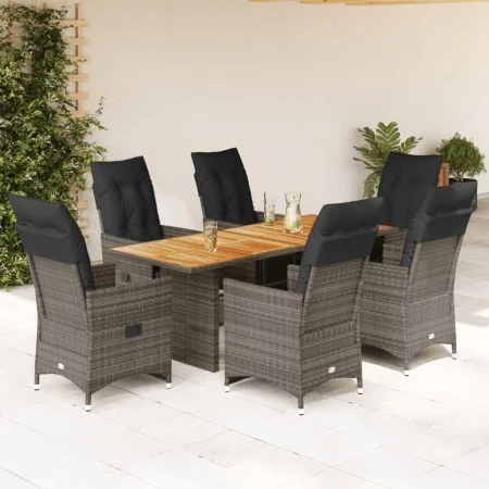 Mesita y sillas jardín 7 piezas y cojines ratán sintético gris by , Garden sets - Ref: Foro24-3276891, Price: 1,00 €, Discoun...
