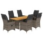 Gartentisch und Stühle 7-teilig und Kissen aus grauem Kunststoff-Rattan. von , Gartensets - Ref: Foro24-3276891, Preis: 928,6...