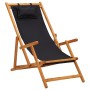 Silla de playa plegable madera maciza de eucalipto y tela negra