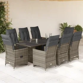 Mesita y sillas jardín 9 piezas y cojines ratán sintético gris by , Garden sets - Ref: Foro24-3276900, Price: 1,00 €, Discoun...