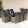 Gartentisch und Stühle 9-teilig und Kissen aus grauem Kunststoff-Rattan von , Gartensets - Ref: Foro24-3276900, Preis: 1,00 €...
