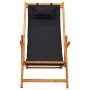 Silla de playa plegable madera maciza de eucalipto y tela negra