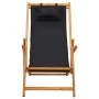 Silla de playa plegable madera maciza de eucalipto y tela negra by vidaXL, Garden chairs - Ref: Foro24-310313, Price: 69,64 €...