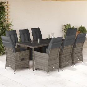 Gartentisch und Stühle 9-teilig und Kissen aus grauem Kunststoff-Rattan von , Gartensets - Ref: Foro24-3276898, Preis: 1,00 €...