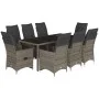 Gartentisch und Stühle 9-teilig und Kissen aus grauem Kunststoff-Rattan von , Gartensets - Ref: Foro24-3276898, Preis: 1,00 €...