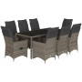 Mesita y sillas jardín 9 piezas y cojines ratán sintético gris by , Garden sets - Ref: Foro24-3276898, Price: 1,00 €, Discoun...