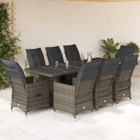 Gartentisch und Stühle 9-teilig und Kissen aus grauem Kunststoff-Rattan von , Gartensets - Ref: Foro24-3277261, Preis: 1,00 €...
