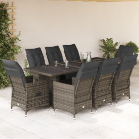 Gartentisch und Stühle 9-teilig und Kissen aus grauem Kunststoff-Rattan von , Gartensets - Ref: Foro24-3277261, Preis: 1,00 €...