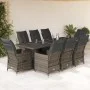 Gartentisch und Stühle 9-teilig und Kissen aus grauem Kunststoff-Rattan von , Gartensets - Ref: Foro24-3277261, Preis: 1,00 €...
