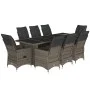 Gartentisch und Stühle 9-teilig und Kissen aus grauem Kunststoff-Rattan von , Gartensets - Ref: Foro24-3277261, Preis: 1,00 €...