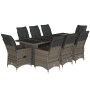 Mesita y sillas jardín 9 piezas y cojines ratán sintético gris by , Garden sets - Ref: Foro24-3277261, Price: 1,00 €, Discoun...