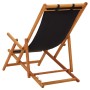 Silla de playa plegable madera maciza de eucalipto y tela negra