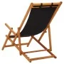 Silla de playa plegable madera maciza de eucalipto y tela negra by vidaXL, Garden chairs - Ref: Foro24-310313, Price: 69,64 €...