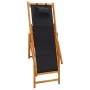 Silla de playa plegable madera maciza de eucalipto y tela negra by vidaXL, Garden chairs - Ref: Foro24-310313, Price: 69,64 €...