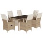 Set de mesa y sillas de jardín 7 pzas y cojines ratán PE beige by , Garden sets - Ref: Foro24-3276940, Price: 911,29 €, Disco...
