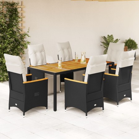 Set de mesa y sillas de jardín 7 pzas y cojines ratán PE negro by , Garden sets - Ref: Foro24-3276963, Price: 881,81 €, Disco...