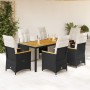 Set de mesa y sillas de jardín 7 pzas y cojines ratán PE negro by , Garden sets - Ref: Foro24-3276963, Price: 881,81 €, Disco...
