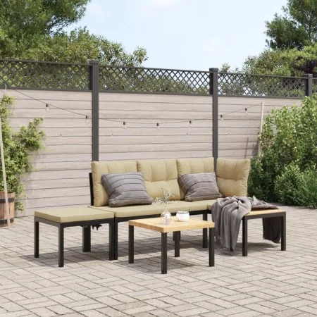 Bancos de jardín cojines 3 pzas acero recubrimiento polvo negro by , Garden sets - Ref: Foro24-3283641, Price: 248,17 €, Disc...