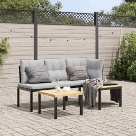 Bancos de jardín cojines 3 pzas acero recubrimiento polvo negro by , Garden sets - Ref: Foro24-3283648, Price: 238,56 €, Disc...