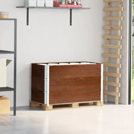 Collares de palets 3 uds madera maciza de pino marrón 100x50 cm by , Loading platforms and pallets - Ref: Foro24-3295373, Pri...