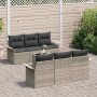 Conjunto de sofá de jardín 7 pcs Gris Claro Poliratán
