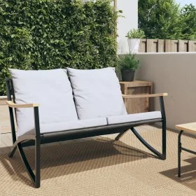 Gartenbank mit schwarzen Kissen aus Stahl, 120 cm. von , Gartensets - Ref: Foro24-4009306, Preis: 172,00 €, Rabatt: %