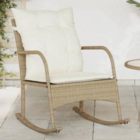 Garten Schaukelstuhl mit beigen Kissen aus synthetischem Rattan von , Gartenstühle - Ref: Foro24-369022, Preis: 91,20 €, Raba...