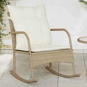 Garten Schaukelstuhl mit beigen Kissen aus synthetischem Rattan von , Gartenstühle - Ref: Foro24-369022, Preis: 110,15 €, Rab...