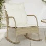 Silla mecedora de jardín con cojines ratán sintético beige by , Garden chairs - Ref: Foro24-369022, Price: 110,12 €, Discount: %