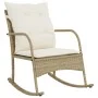 Silla mecedora de jardín con cojines ratán sintético beige by , Garden chairs - Ref: Foro24-369022, Price: 110,12 €, Discount: %