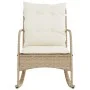 Silla mecedora de jardín con cojines ratán sintético beige by , Garden chairs - Ref: Foro24-369022, Price: 110,12 €, Discount: %