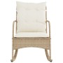Silla mecedora de jardín con cojines ratán sintético beige by , Garden chairs - Ref: Foro24-369022, Price: 90,73 €, Discount: %