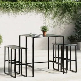Juego de mesa alta y taburetes de jardín 5 piezas acero negro by , Garden sets - Ref: Foro24-3283752, Price: 376,00 €, Discou...