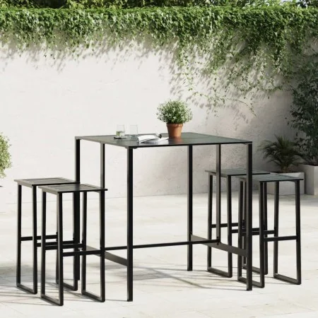 Juego de mesa alta y taburetes de jardín 5 piezas acero negro by , Garden sets - Ref: Foro24-3283752, Price: 391,69 €, Discou...